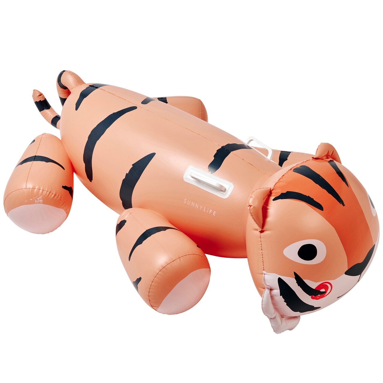 Sunnylife: Kids Ride-On Float - Tino the Tiger - Clay Pool & Water Sit On Inflatable, Animal Shaped Lounger, 2 Grab Handles, Beach Play Toy, Ages 6+